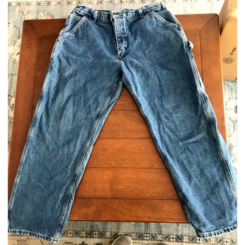 Carhartt Men's Dungaree Fit Jeans Blue Pockets Loose ‎ Denim 38x30